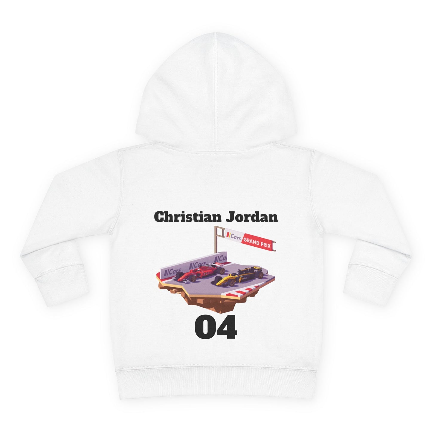 Toddler Hoodie — 'Christian Jordan 04' Pullover Fleece with Race Track Graphic