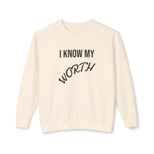 AI-MODEL-I Know My Worth Crewneck — Empowerment Graphic Sweatshirt