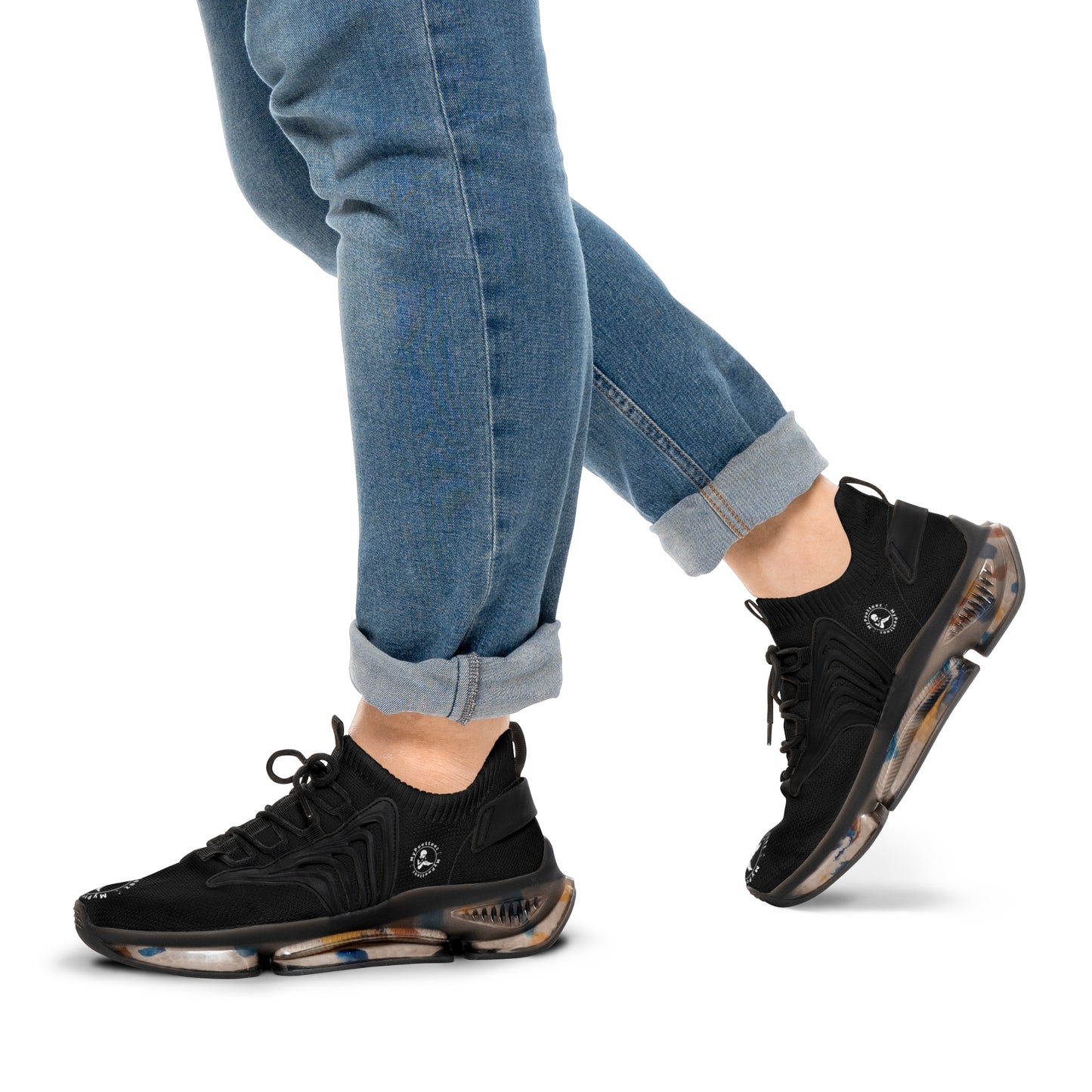 Men's Mesh Sneakers Black/Black Soles-MyPoetteez Logo