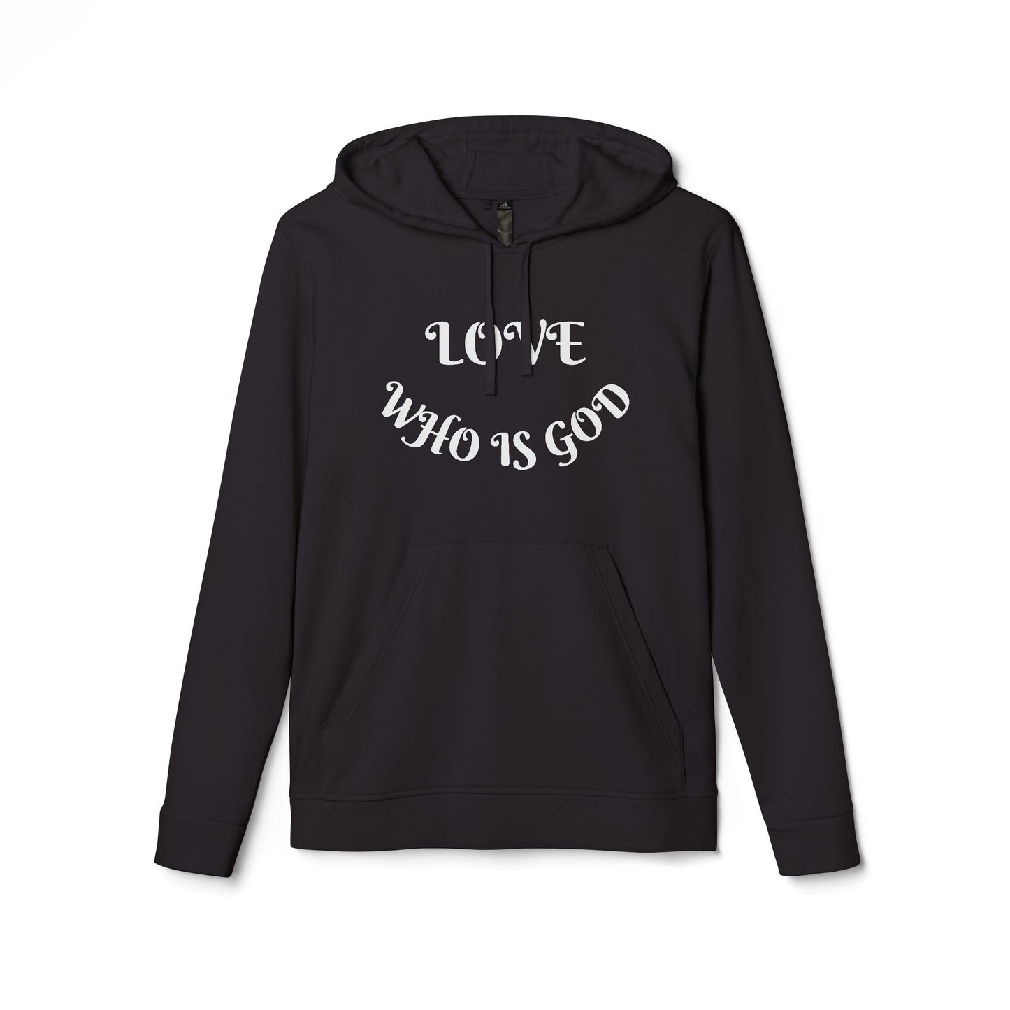 Hoodie — "WHO IS GOD" Script Graphic Pullover