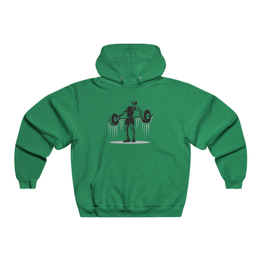 Men's Fitness Hoodie with Barbell Graphic