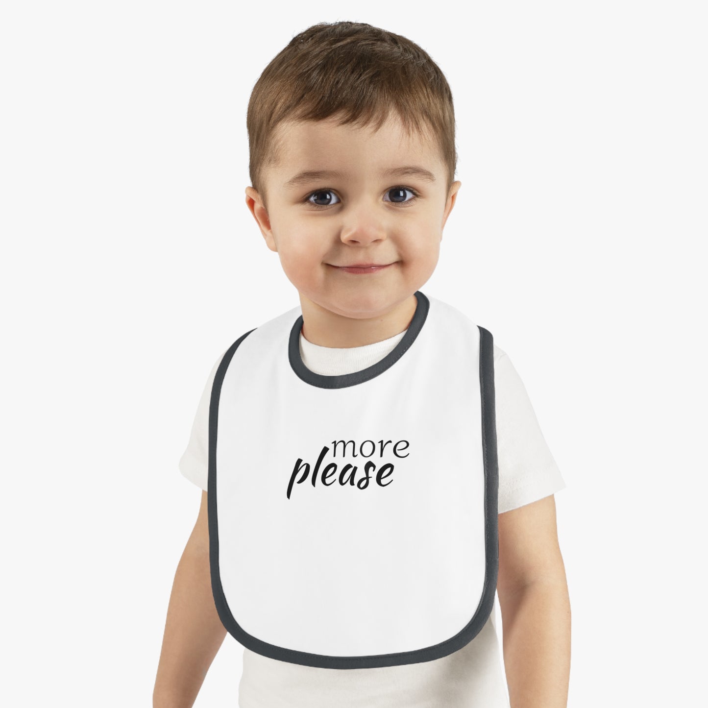 Baby Contrast Trim Jersey Bib - more please