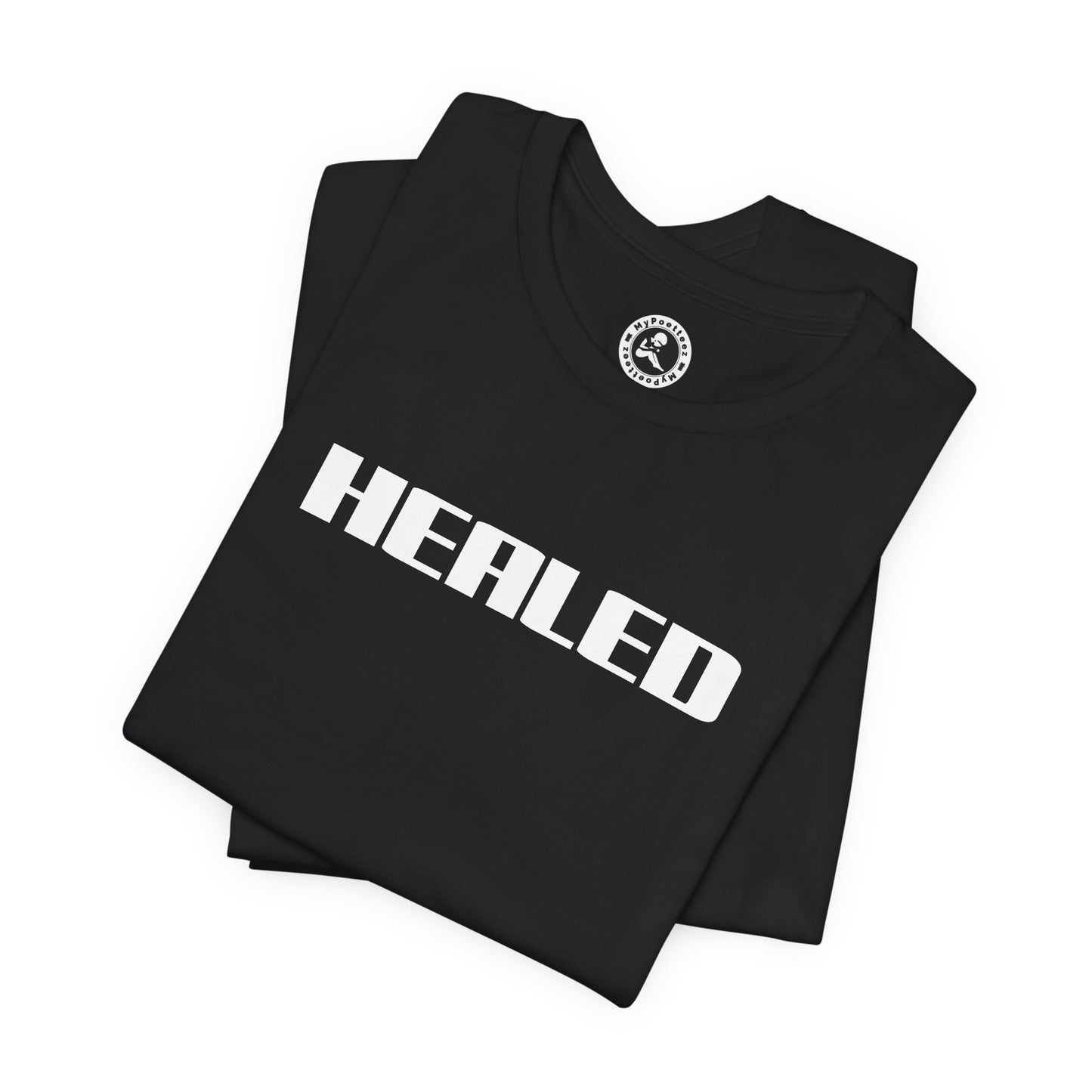 AI MODEL Healed Graphic - Bold White "HEALED" Unisex Shirt | Inspirational Faith & Recovery T-Shirt
