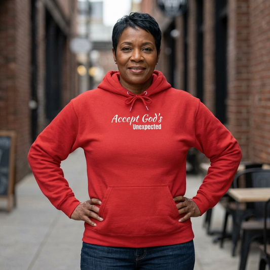AI MODEL Size Up-Accept God's UNEXPECTED-Unisex College Hoodie