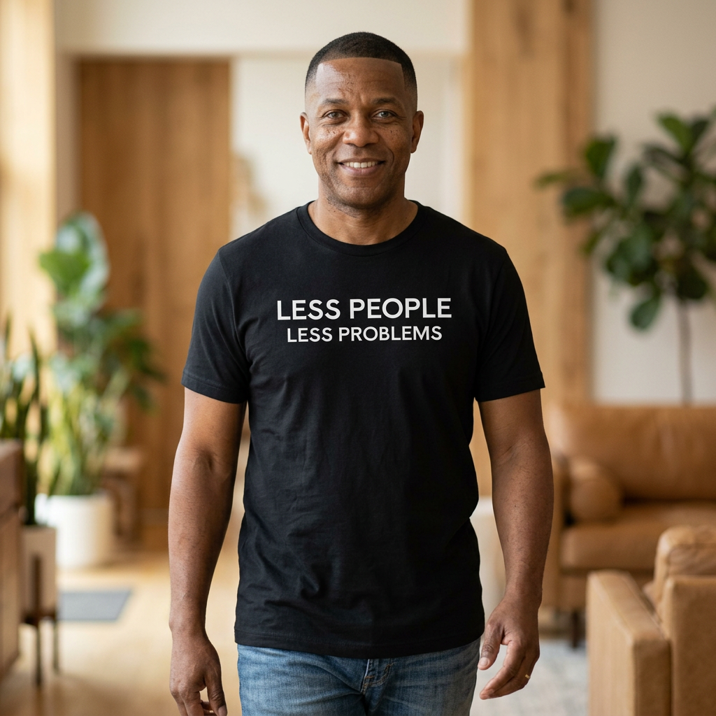 AI MODEL Less People-Less Problems – Minimalist Statement Tee
