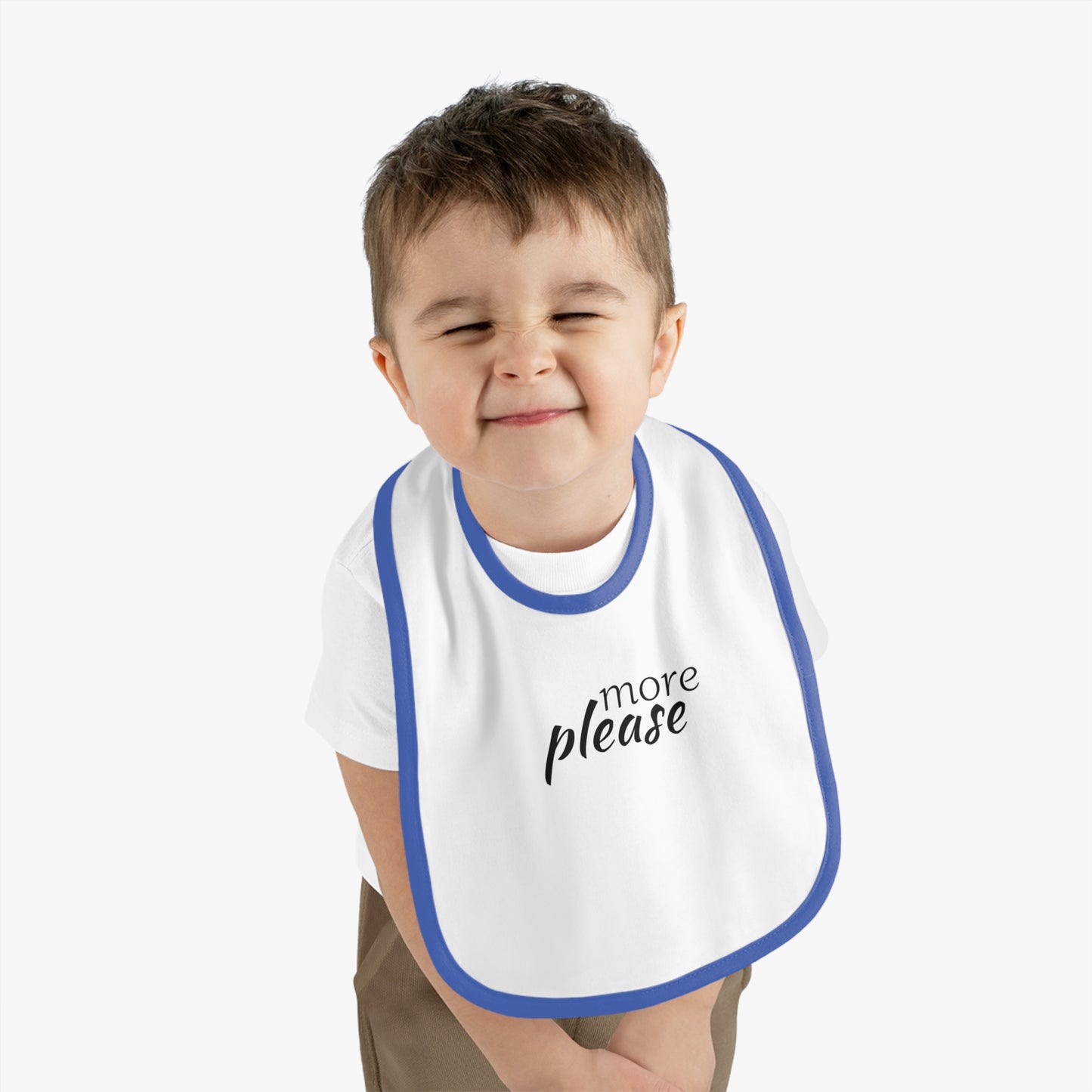 Baby Contrast Trim Jersey Bib - more please