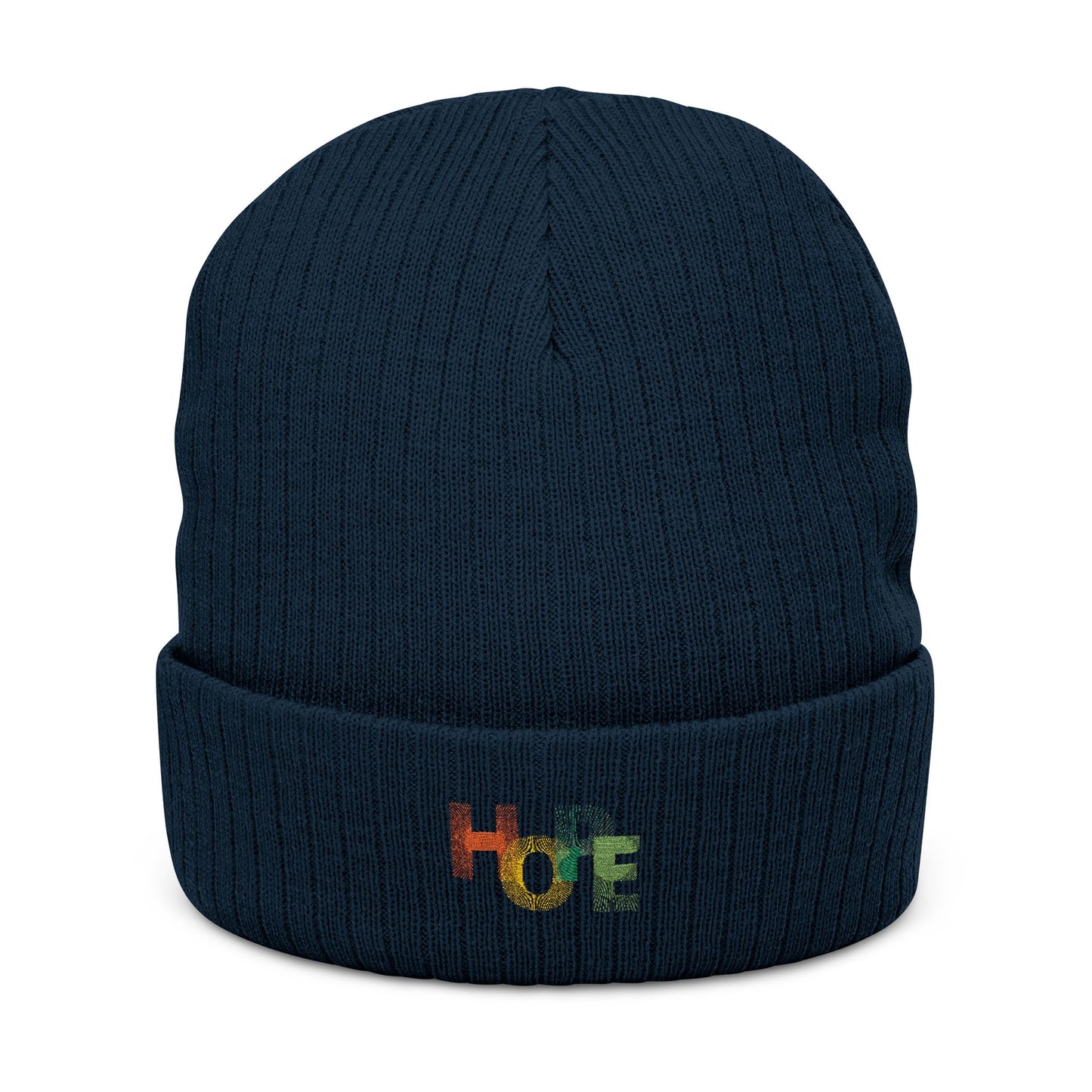 Hope Embroidered Ribbed Knit Beanie - Stylish Winter Hat for Positive Vibes