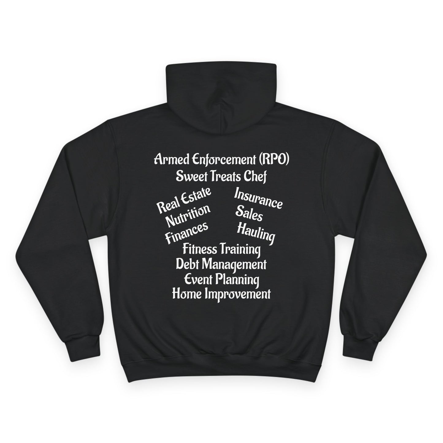 CHAMPION HOODIE-MY FAMILY DOES IT ALL W/BACK PRINT