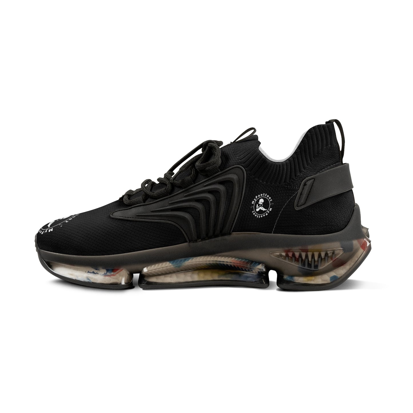 Men's Mesh Sneakers Black/Black Soles-MyPoetteez Logo