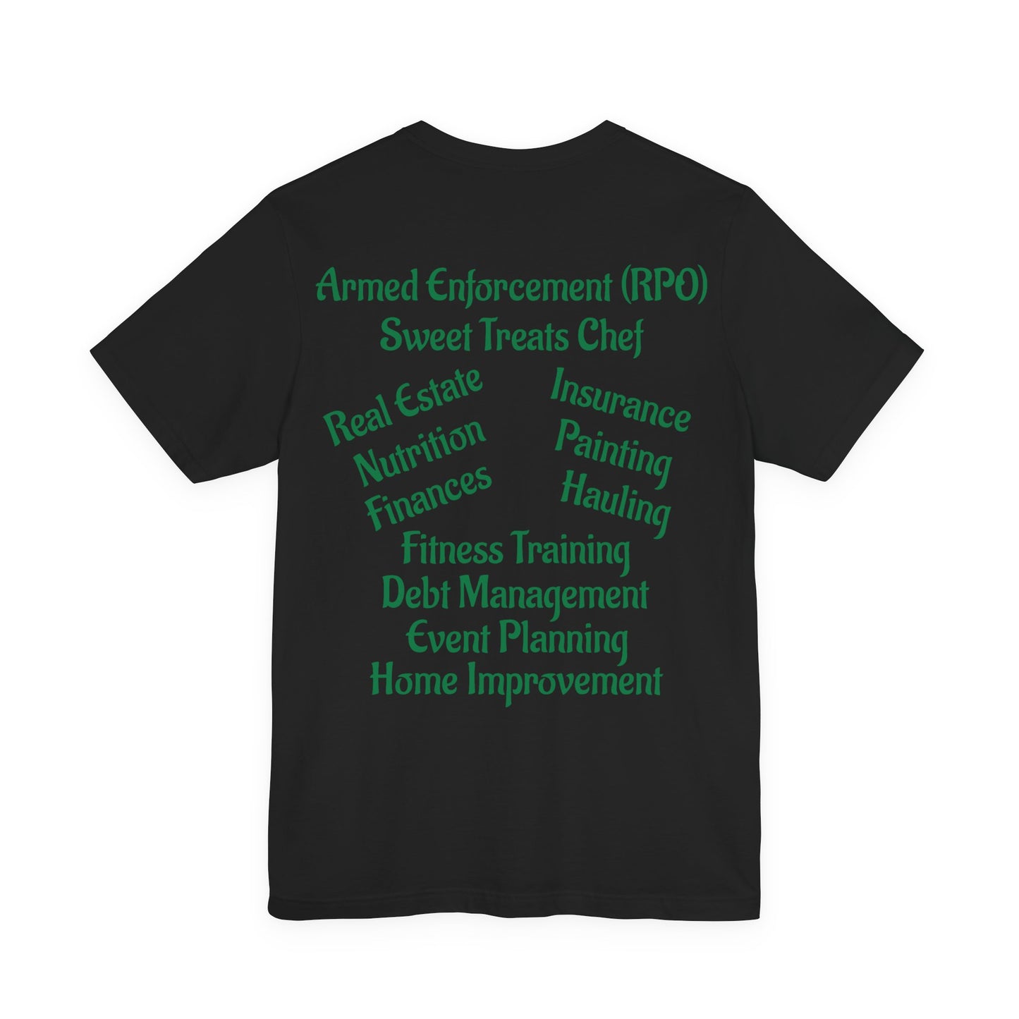 Unisex Jersey Short Sleeve-MY FAMILY DOES IT ALL-GREEN LETTERS