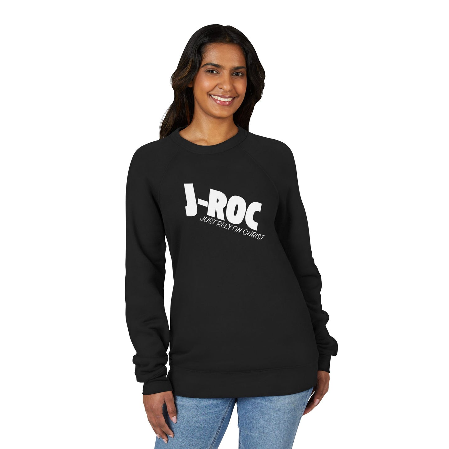 J-ROC Raglan Sweatshirt — 'Just Rely On Christ' Christian Crewneck