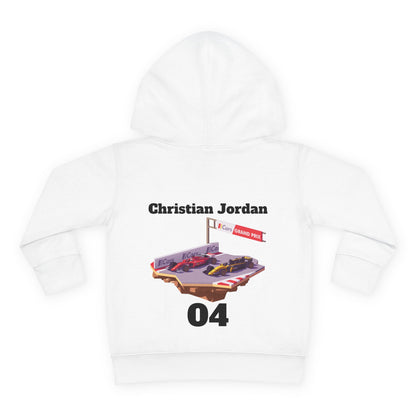 Toddler Hoodie — 'Christian Jordan 04' Pullover Fleece with Race Track Graphic
