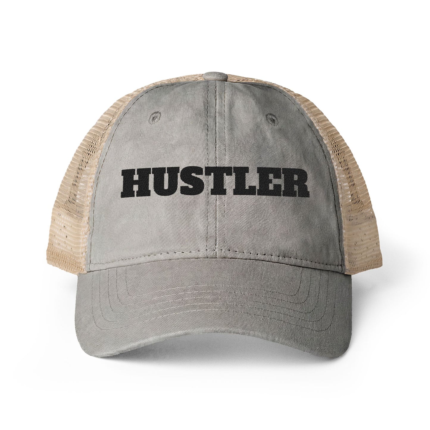 Women's Washed Mesh-Back Cap-HUSTLER