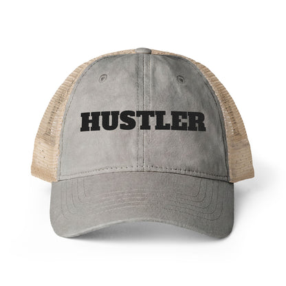 Women's Washed Mesh-Back Cap-HUSTLER