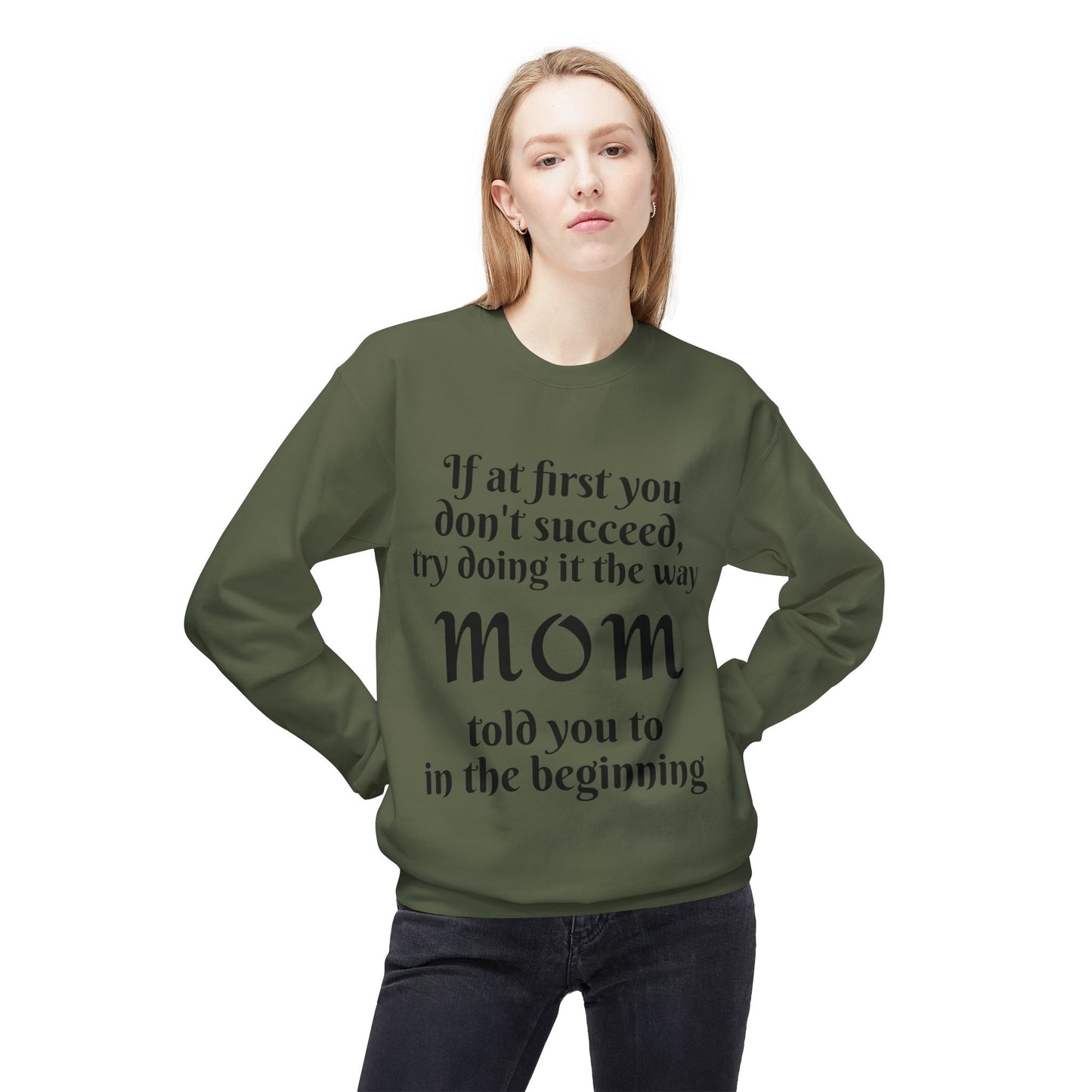 Unisex Midweight Softstyle Fleece Crewneck Sweatshirt-MOM TOLD YOU