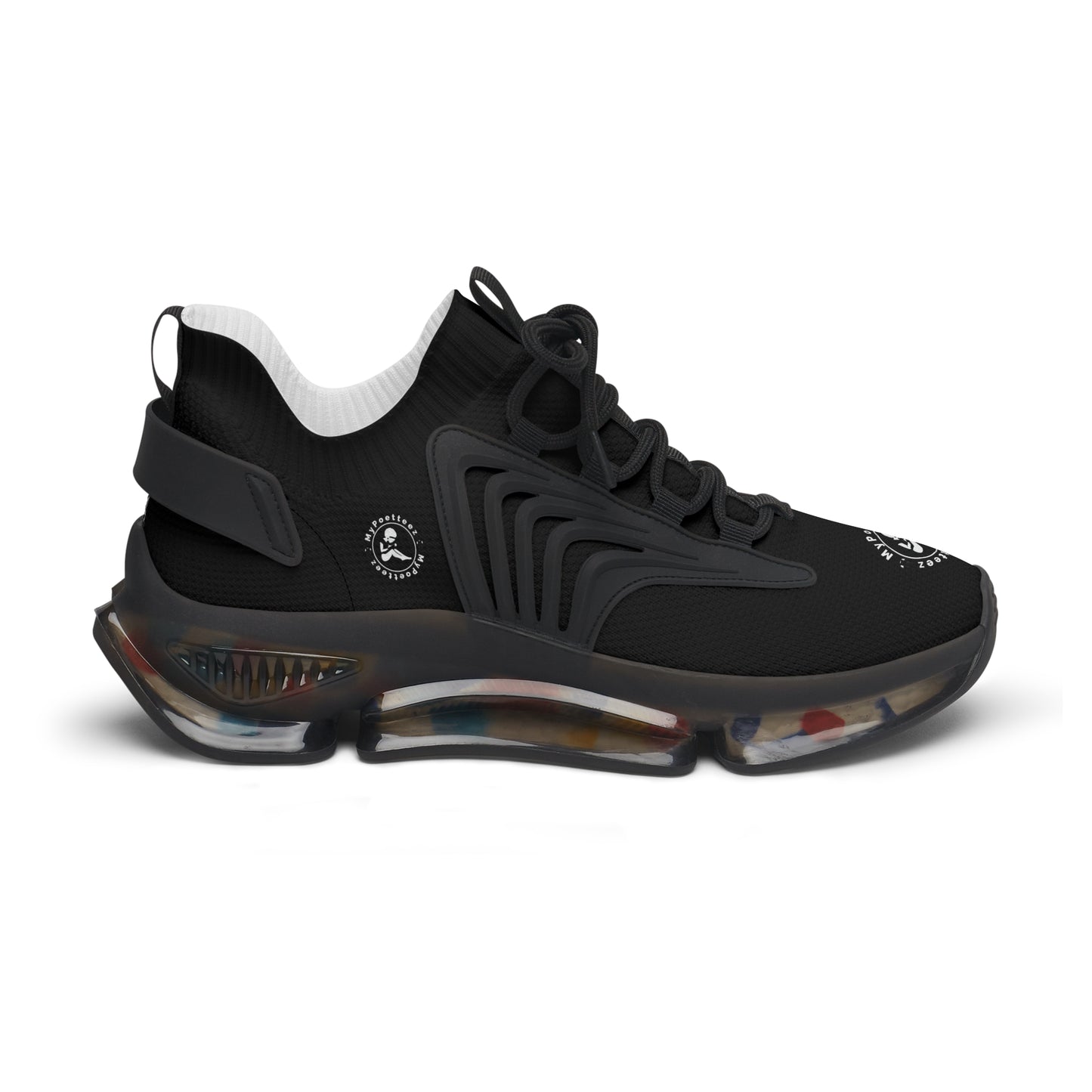 Women's Mesh Sneakers Black/Black Soles-MyPoetteez Logo