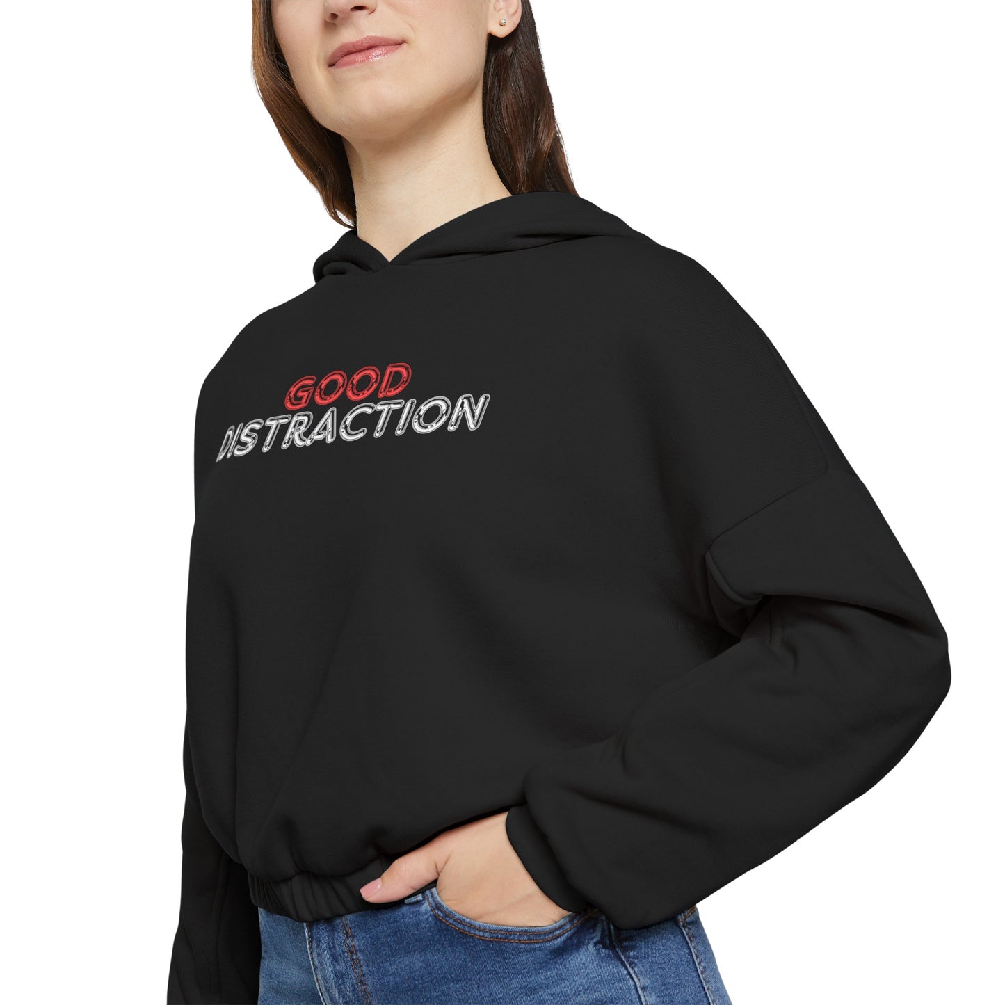 Women's Cinched Bottom Hoodie-GOOD DISTRACTION