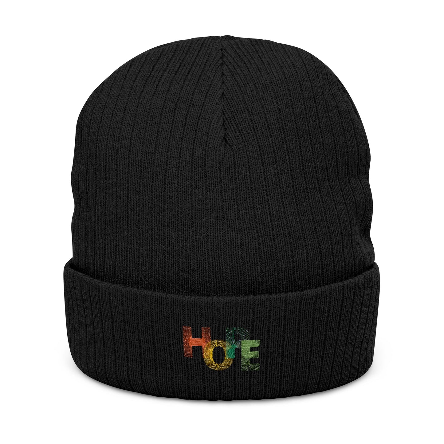Hope Embroidered Ribbed Knit Beanie - Stylish Winter Hat for Positive Vibes