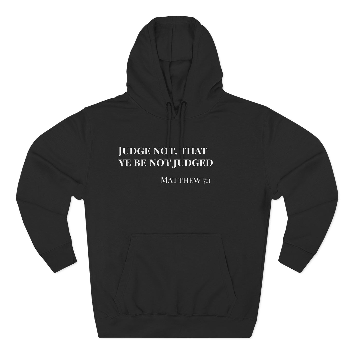 AI MODEL Size Up-Scripture Hoodie - Matthew 7:1 "Judge Not, That Ye Be Not Judged"