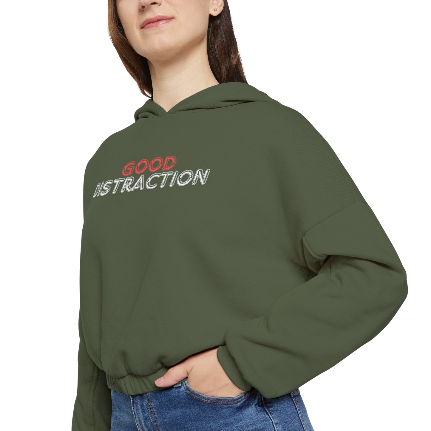 Women's Cinched Bottom Hoodie-GOOD DISTRACTION