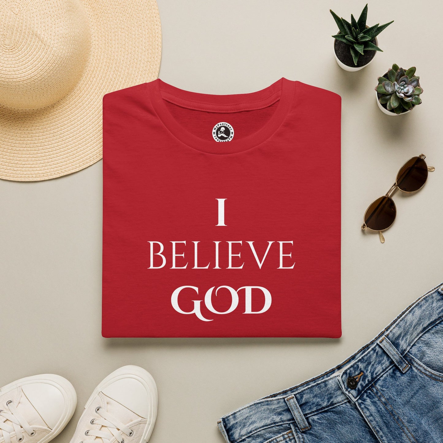 AI MODEL-Unisex Softstyle-I Believe GOD