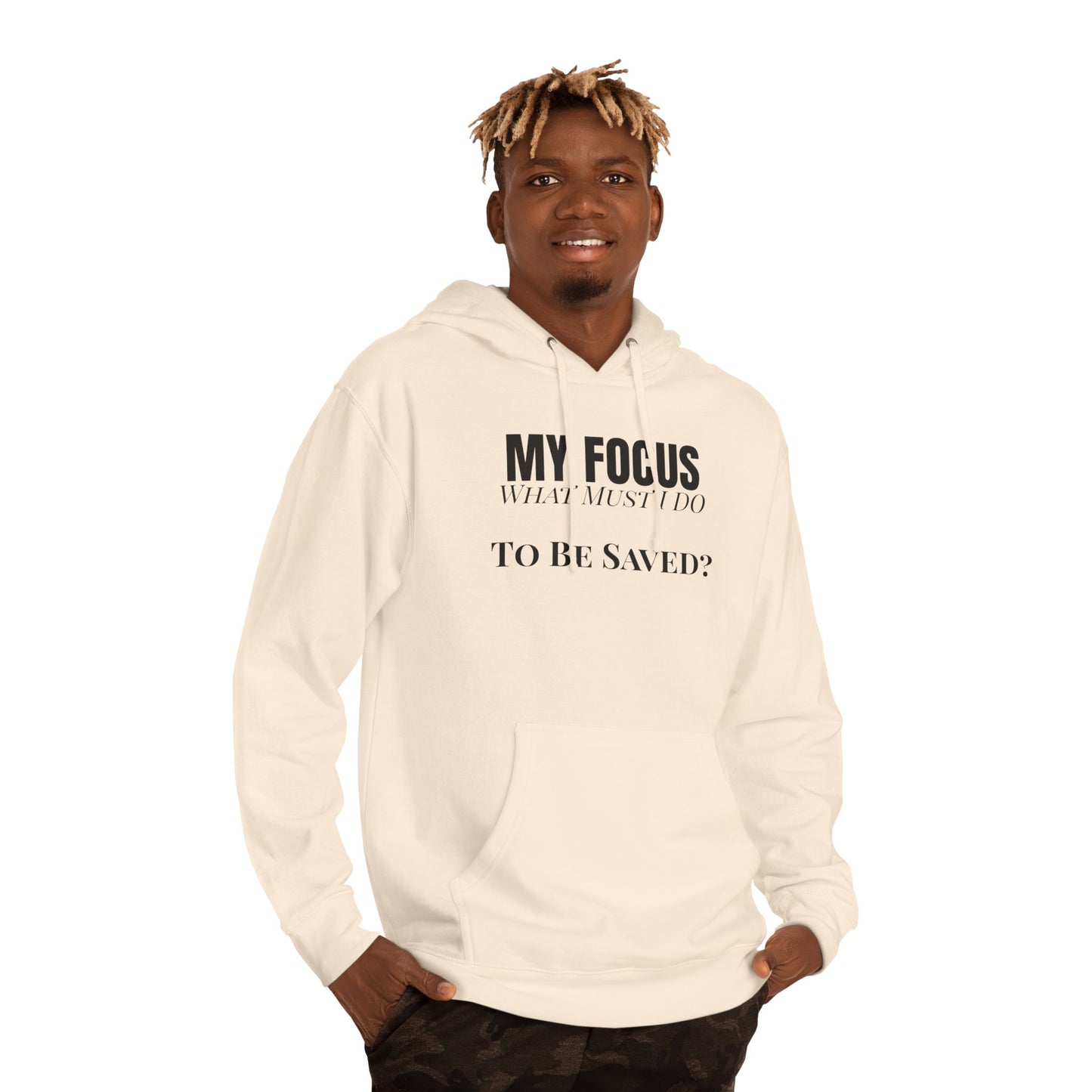 Hoodie - "My Focus: To Be Saved" Minimal Faith Pullover