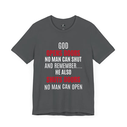 Unisex Jersey Short Sleeve Tee-GOD OPENS DOORS
