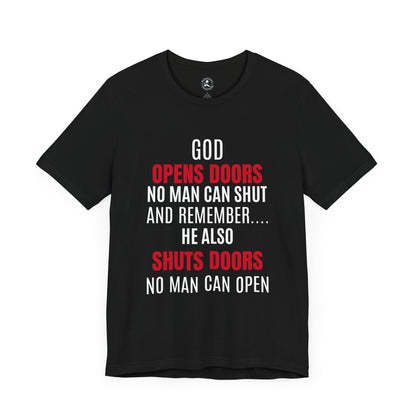 Unisex Jersey Short Sleeve Tee-GOD OPENS DOORS