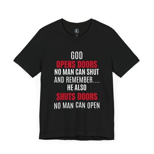 Unisex Jersey Short Sleeve Tee-GOD OPENS DOORS