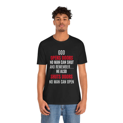 Unisex Jersey Short Sleeve Tee-GOD OPENS DOORS