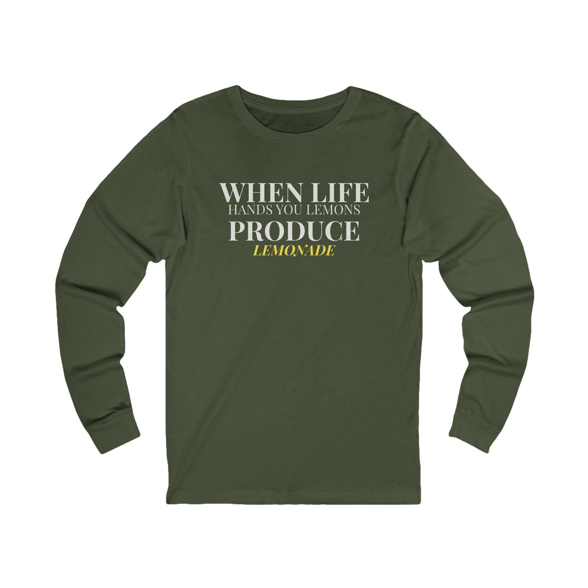 AI MODEL Long Sleeve Tee — "MAKE LEMONADE" Minimal Inspirational Graphic