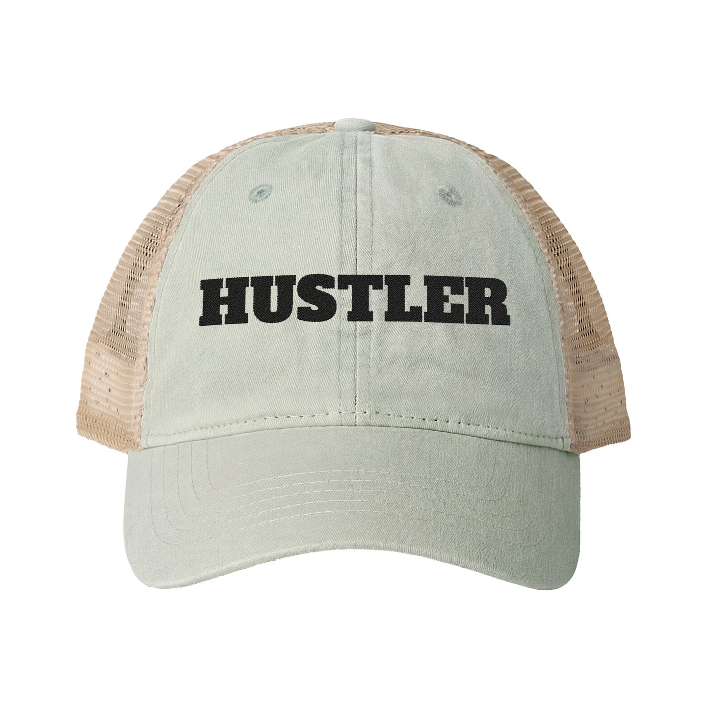 Women's Washed Mesh-Back Cap-HUSTLER