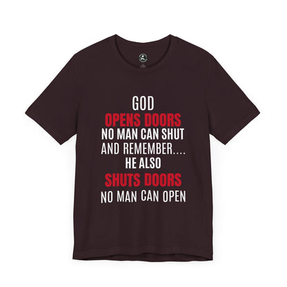 Unisex Jersey Short Sleeve Tee-GOD OPENS DOORS