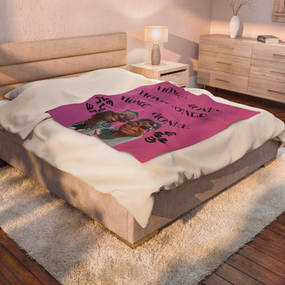 Custom Photo Velveteen Plush Blanket — "Honee" Repeating Text Keepsake