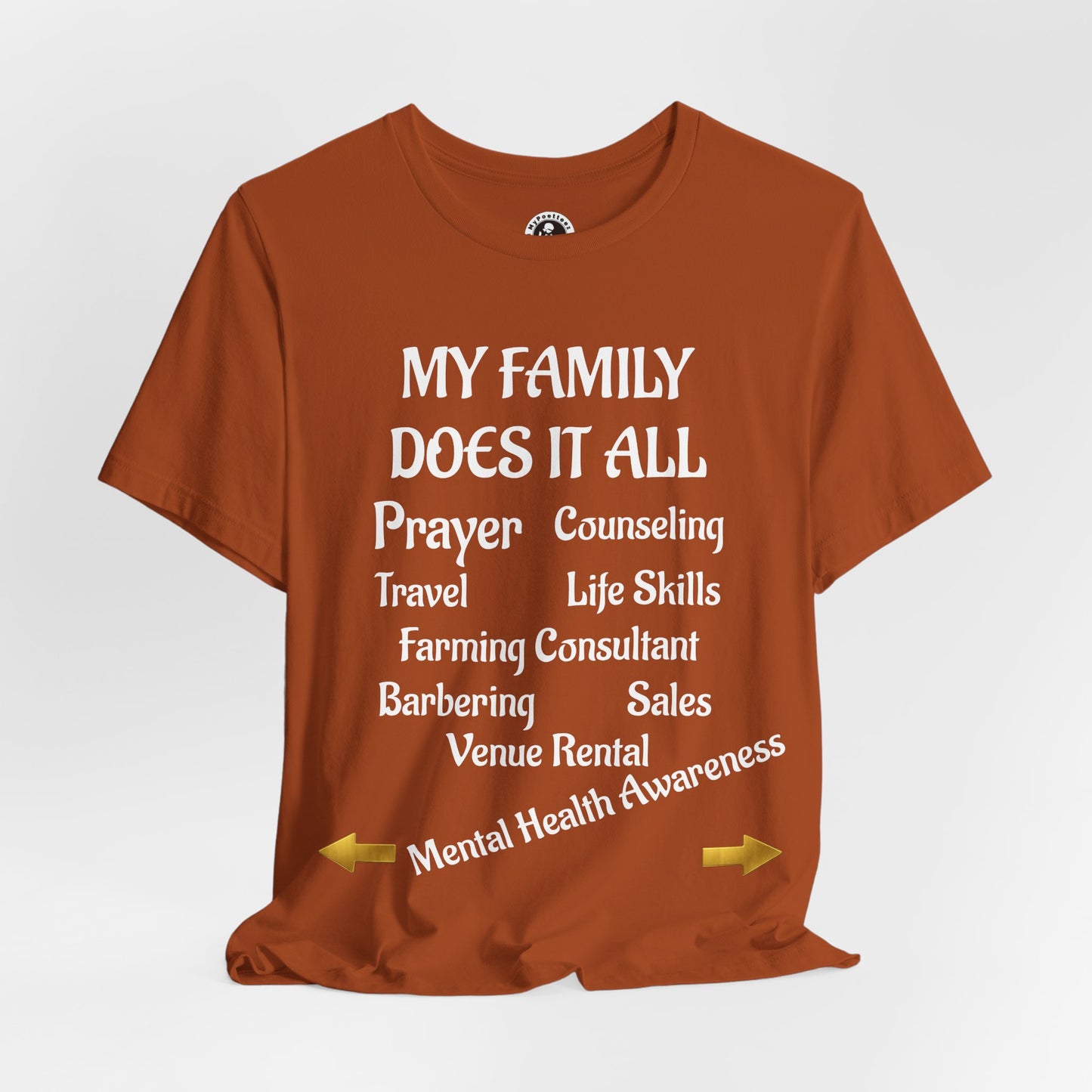 Unisex Jersey Short Sleeve-MY FAMILY DOES IT ALL W/BACK PRINT