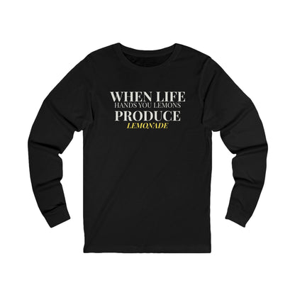 Long Sleeve Tee — "MAKE LEMONADE" Minimal Inspirational Graphic