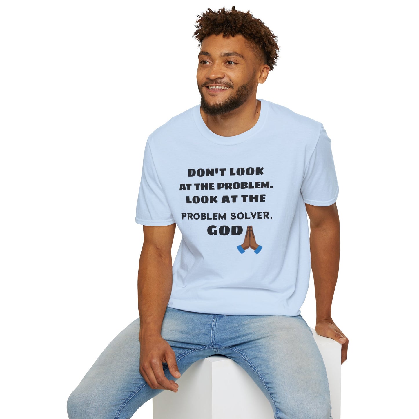 Christian T-Shirt — "Problem Solver-God" Prayer Emoji