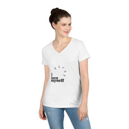 I Love Myself Ladies' V-Neck T-Shirt — Positive Self-Love Graphic Tee