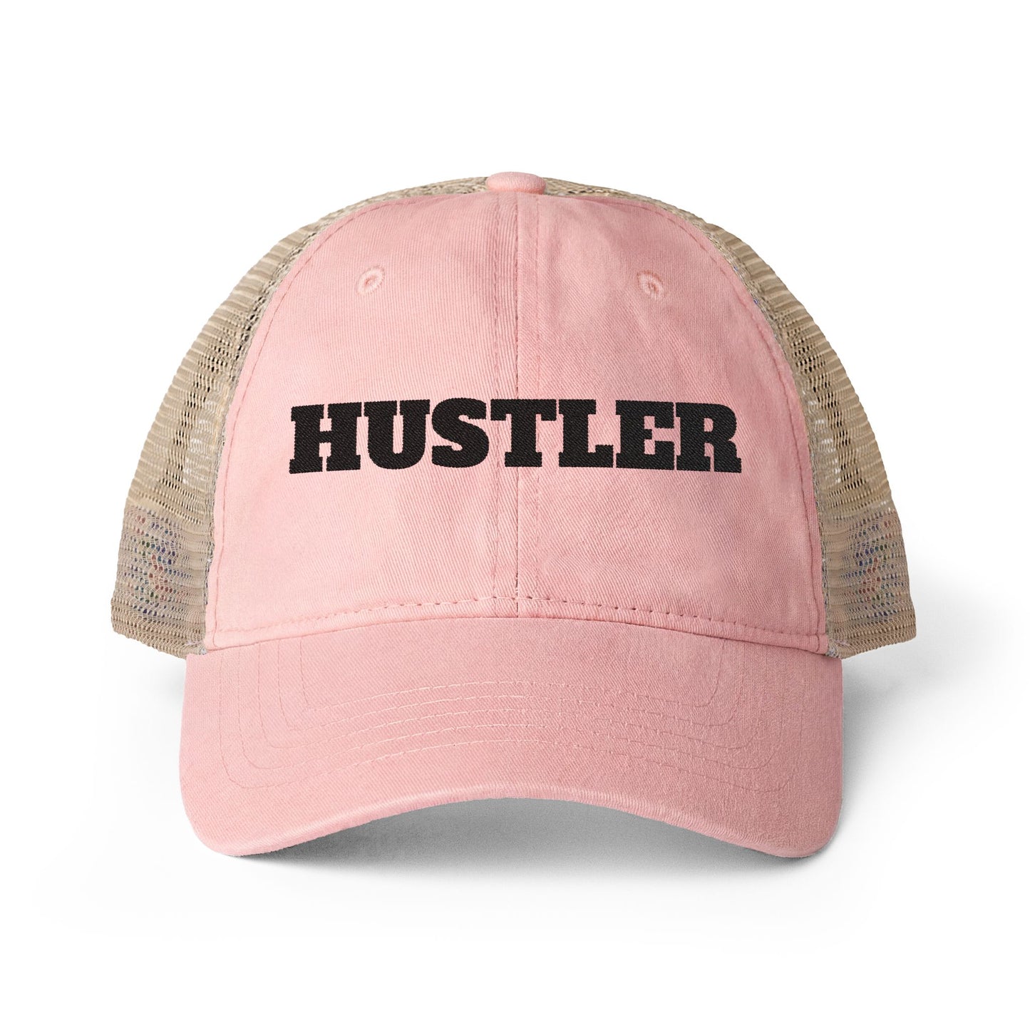 Women's Washed Mesh-Back Cap-HUSTLER