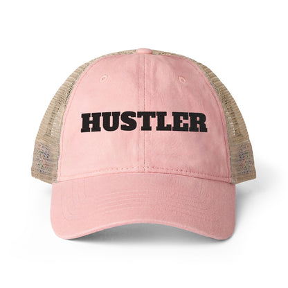 Women's Washed Mesh-Back Cap-HUSTLER