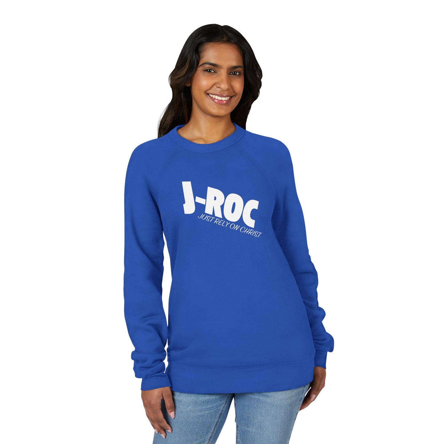 J-ROC Raglan Sweatshirt — 'Just Rely On Christ' Christian Crewneck