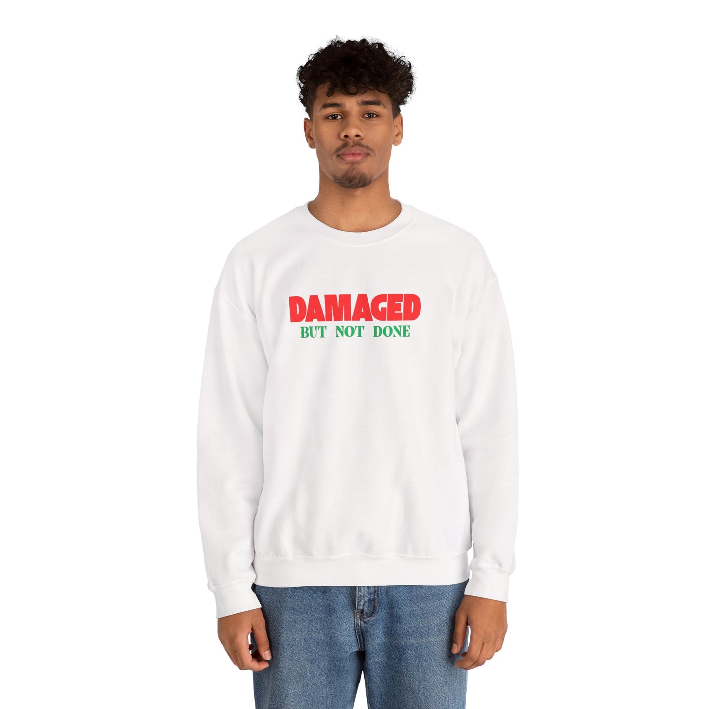 Unisex Heavy Blend™ DAMAGED BUT NOT DONE-1 Crewneck Sweatshirt