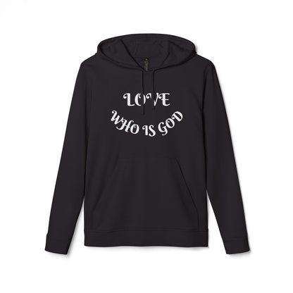 Hoodie — "WHO IS GOD" Script Graphic Pullover