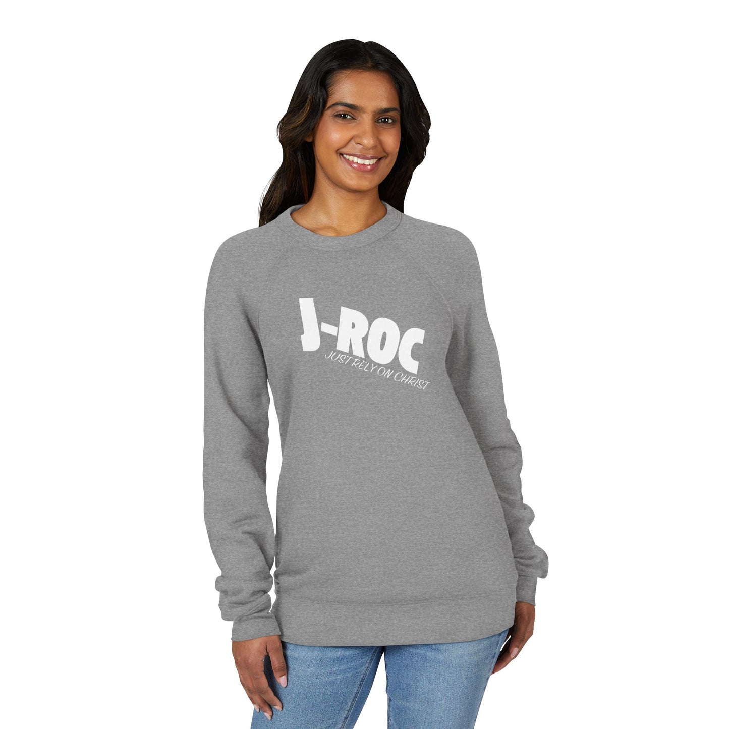 J-ROC Raglan Sweatshirt — 'Just Rely On Christ' Christian Crewneck