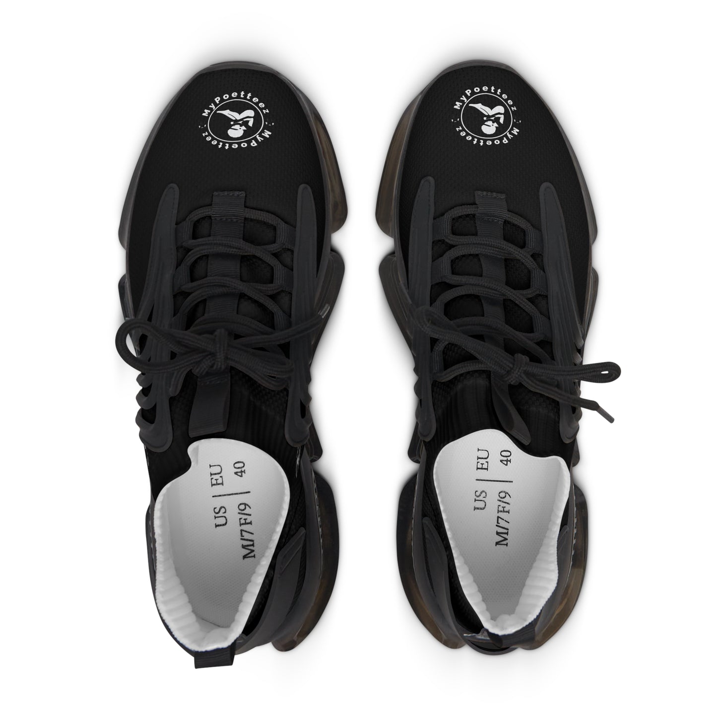 Women's Mesh Sneakers Black/Black Soles-MyPoetteez Logo