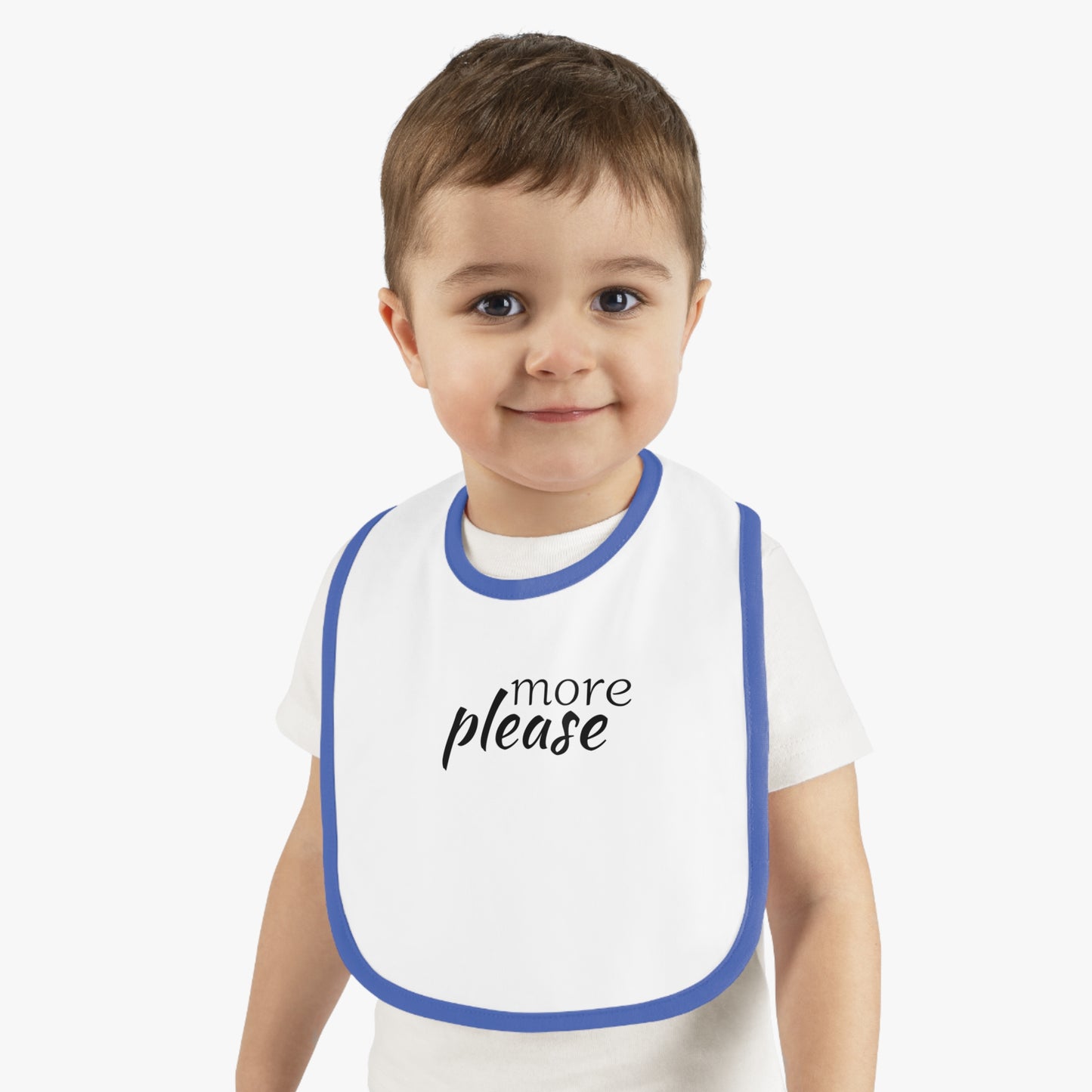 Baby Contrast Trim Jersey Bib - more please