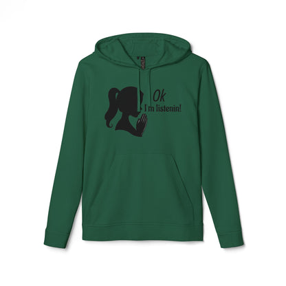 Prayer Silhouette Hoodie — Minimalist Faith Graphic Hooded Sweatshirt "I'm listenin"