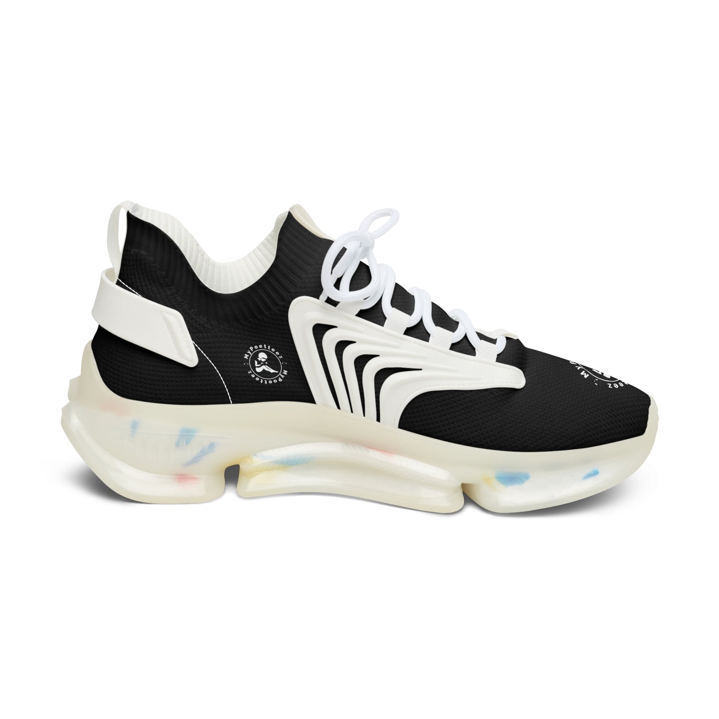 Women's Mesh Sneakers Black/Black Soles-MyPoetteez Logo