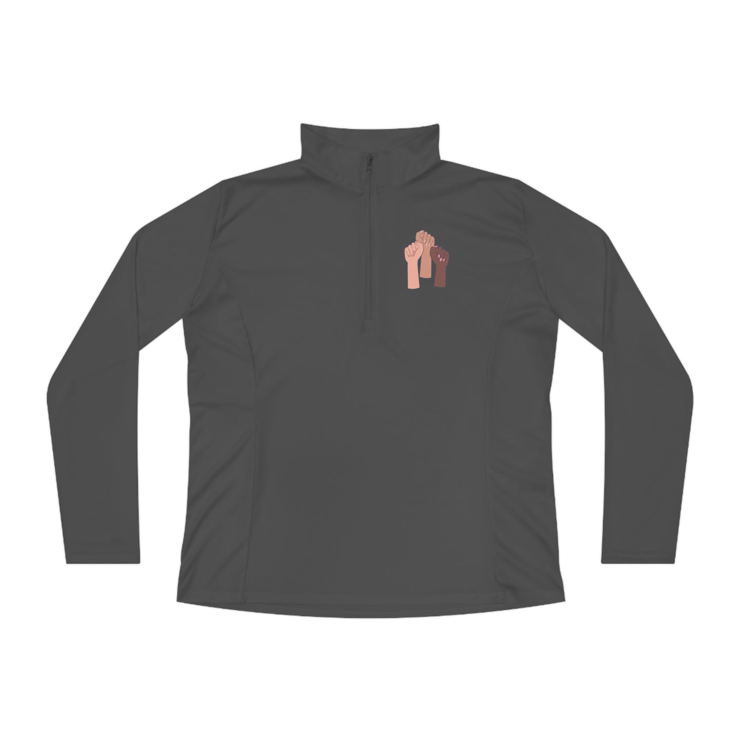 Women's Long Sleeve-Ladies Quarter-Zip Pullover-Togetherness Fists