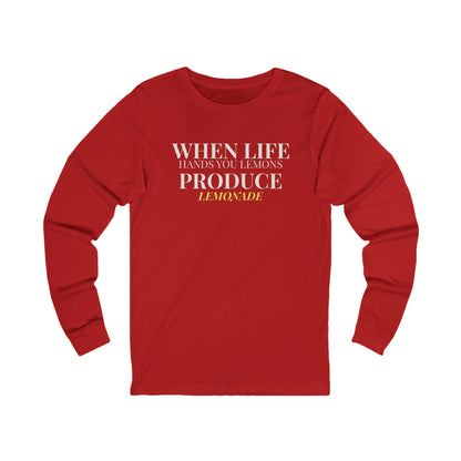 Long Sleeve Tee — "MAKE LEMONADE" Minimal Inspirational Graphic